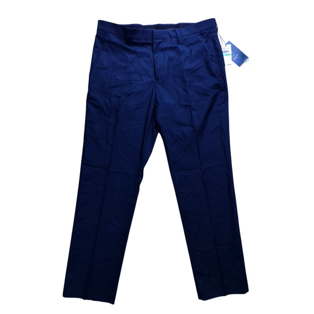 Perry Ellis Portfolio Dress Pants Mens 34x29 Blue Slim Fit Flex Stretch Trousers
